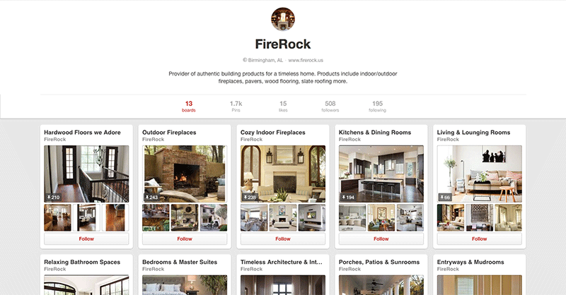 FireRock Pinterest Account Image